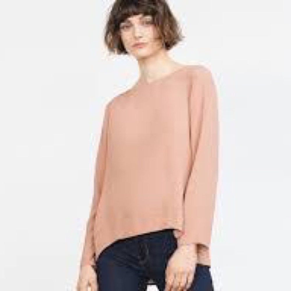 Zara Blush Boat Neck Blouse Medium